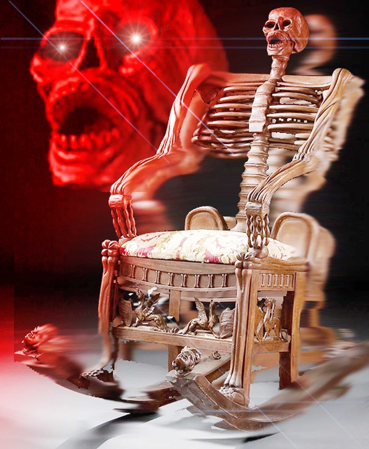 Скелет в кресле качалке